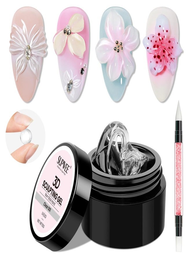 سوبوي جل SUPWEE ثلاثي الأبعاد لفن الأظافر، جل صلب شفاف للنحت غير لزج للأظافر، مناسب للنحت والبناء والتطويل، مع قلم فن الأظافر، مناسب للاستخدام المنزلي. - Image 1